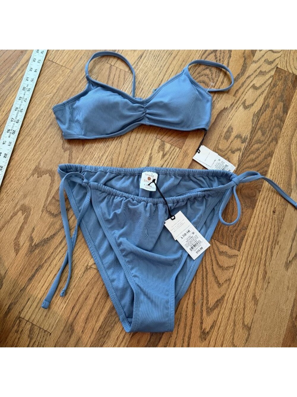 SHADE & SHORE WOMENS BLUE BIKINI NEW SMALL TOP LARGE BOTTOMS